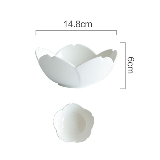 Japanse Stijl Gradiënt Bloemblaadjes Sakura Keramische Plaat Servies Westerse Voedsel Platen Kruiden Dompelen Schotel Dessert Bakken Bowls: 6 inches white