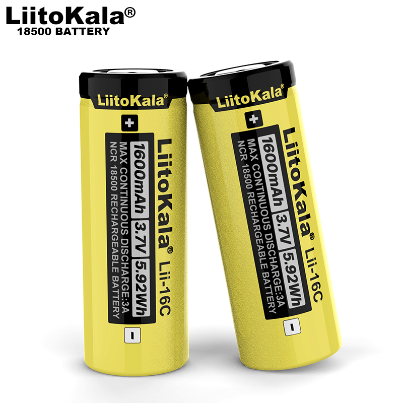 1-16PCS LiitoKala Lii-16C 18500 1600mAh 3.7V Rechargeable Battery Recarregavel Lithium ion Battery For LED Flashlight
