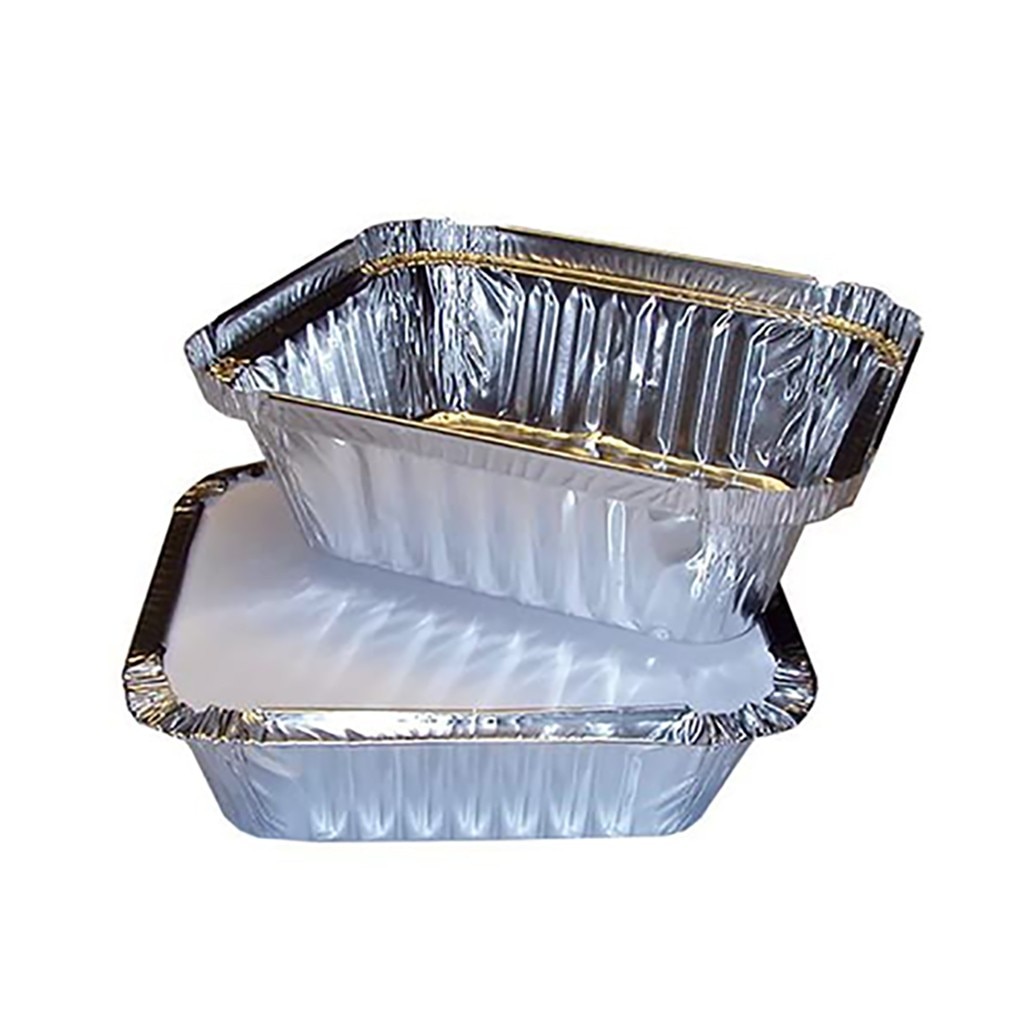 50 Stuks Bakken Tin Doos Set Van Zilver Folie Keuken Brood Bakken Barbecue Voedsel Tray/Plaat/Container Tin carton: 450ml