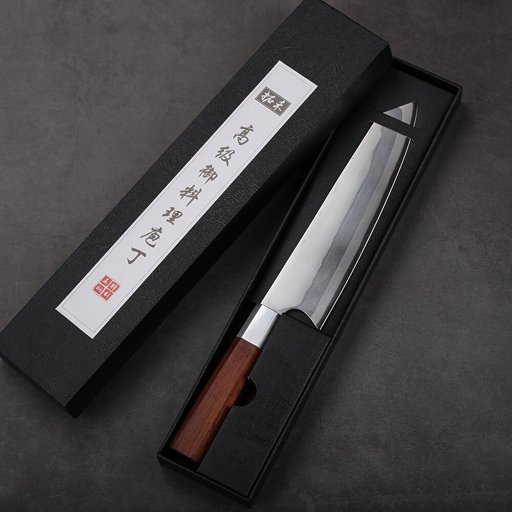Turwho 8 tommer japanese kok knife 7- lag damascus rustfrit stål køkkenknive pro madlavning knive vægt / palisander ottekantet håndtag