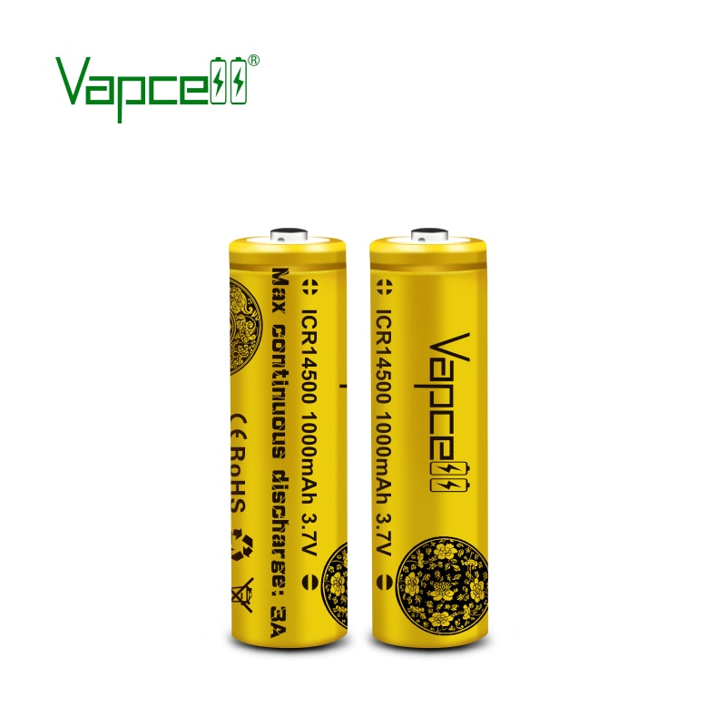 Vapcell original mini lithium 3.7V battery 14500 1000mah 3A rechargeable battery button top ( add a pointed )