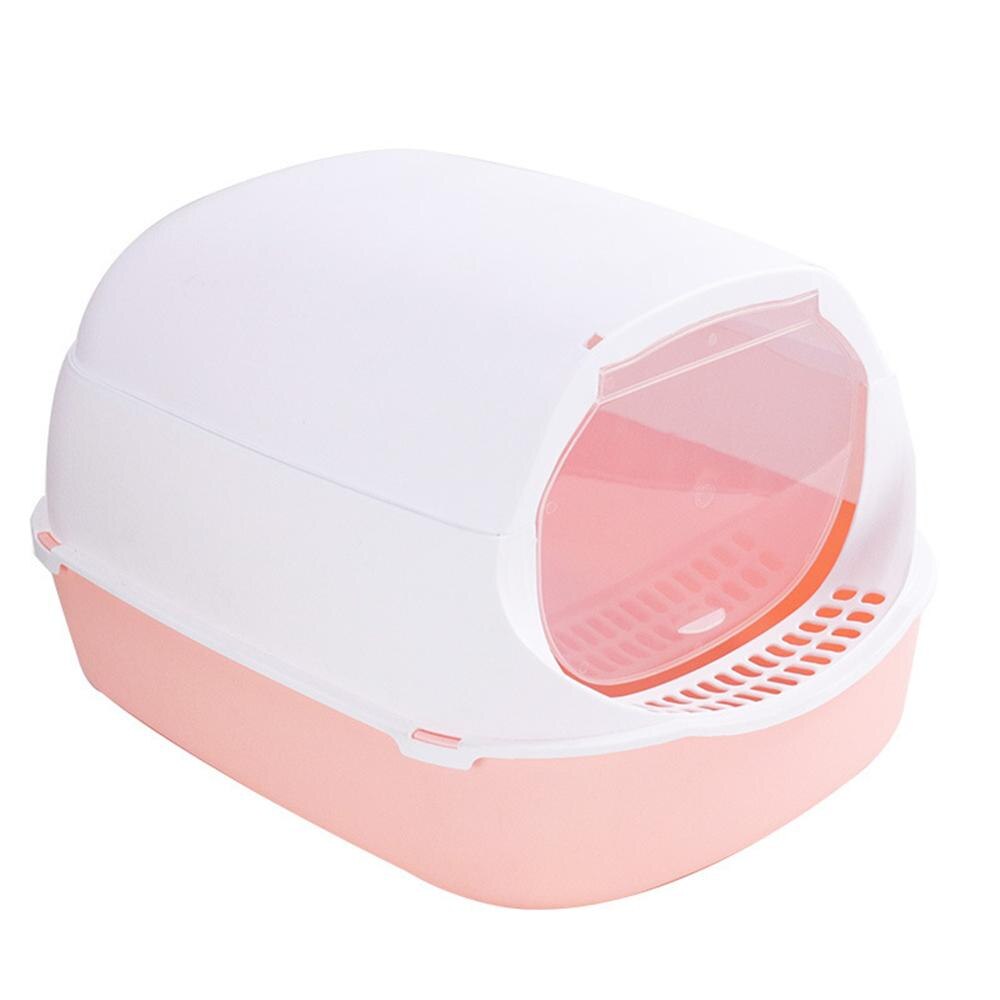Plastic Cat Litter Box Fully Closed Anti Splash Kitten Toilet Indoor Deodorant Pet Bedpan Dog Waste Cats Sand Cleaning Basin: Pink