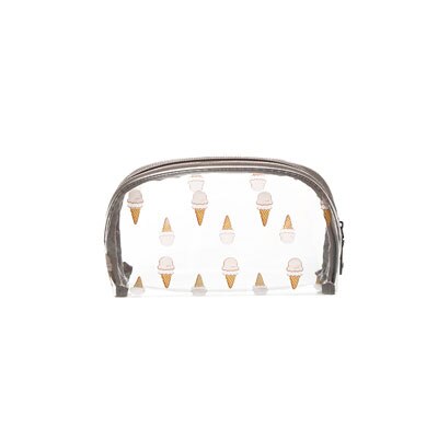 Durable Wasserdicht PVC frauen Reise Kosmetik Tasche Verdickt Transparent Multi Zweck Zipper Make-Up Tasche: Cream Semicircle S