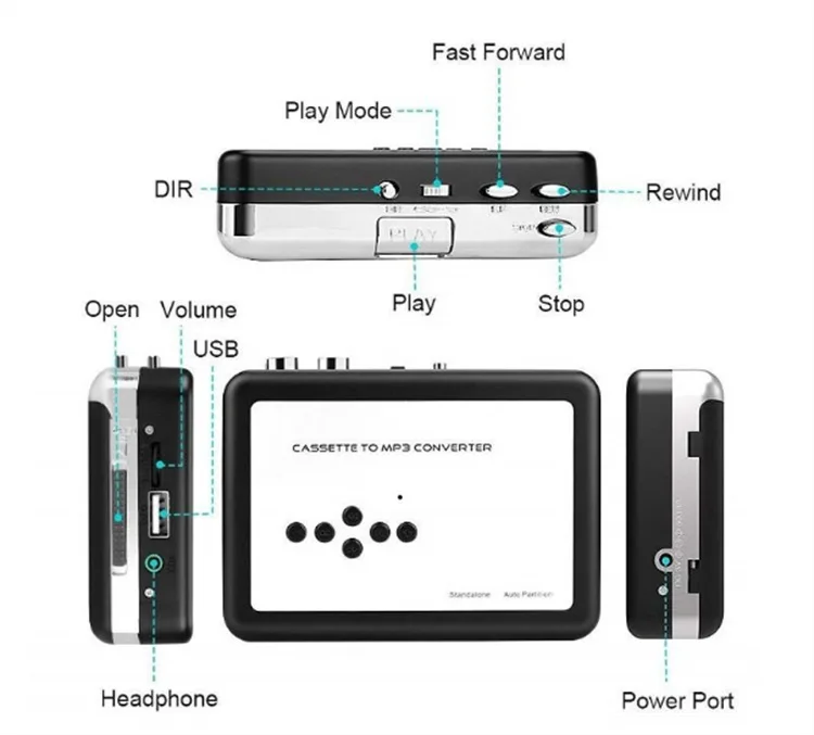 Ezcap 231 USB Cassette Tape Music Audio Player to MP3 Converter Tapes Cassette Player Recorder Save MP3 File to USB Flash/USB
