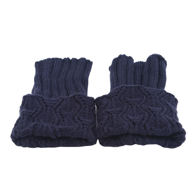Dames gehaakte laarsmanchetten gebreide korte beenwarmers uitgeholde toppers laarzen enkelwarmers winter beenwarmers: Marineblauw