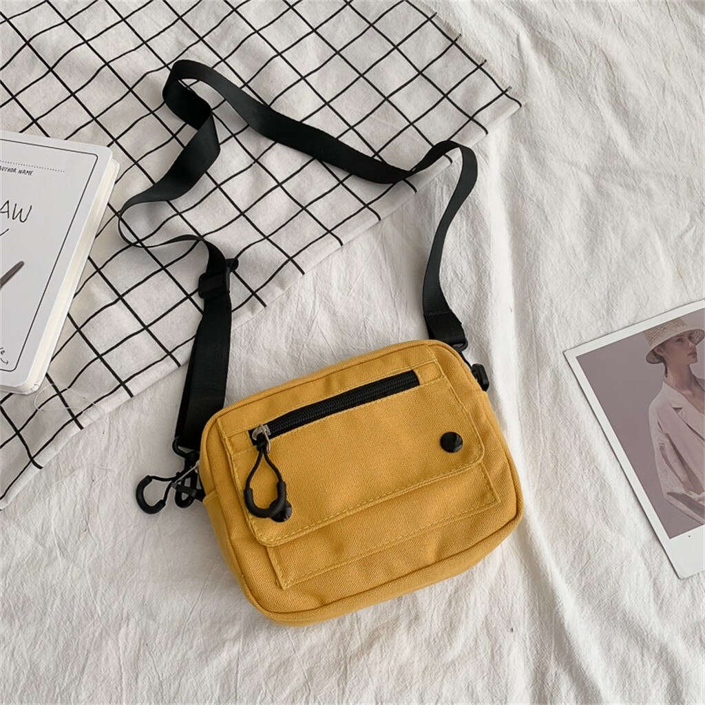 Nieuwkomers Vrouwen Pure Kleur Taille Packs Casual Tote Outdoor Tas Canvas Handtas Rits Schoudertas Сумки Для Женщин: Yellow