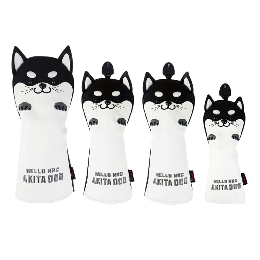 4x premium couro do plutônio golfe cabeça de madeira cobre não 1 3 5 ut madeira motorista headcover animal bonito forma à prova dwaterproof água clube golfe headcovers: Black Dog