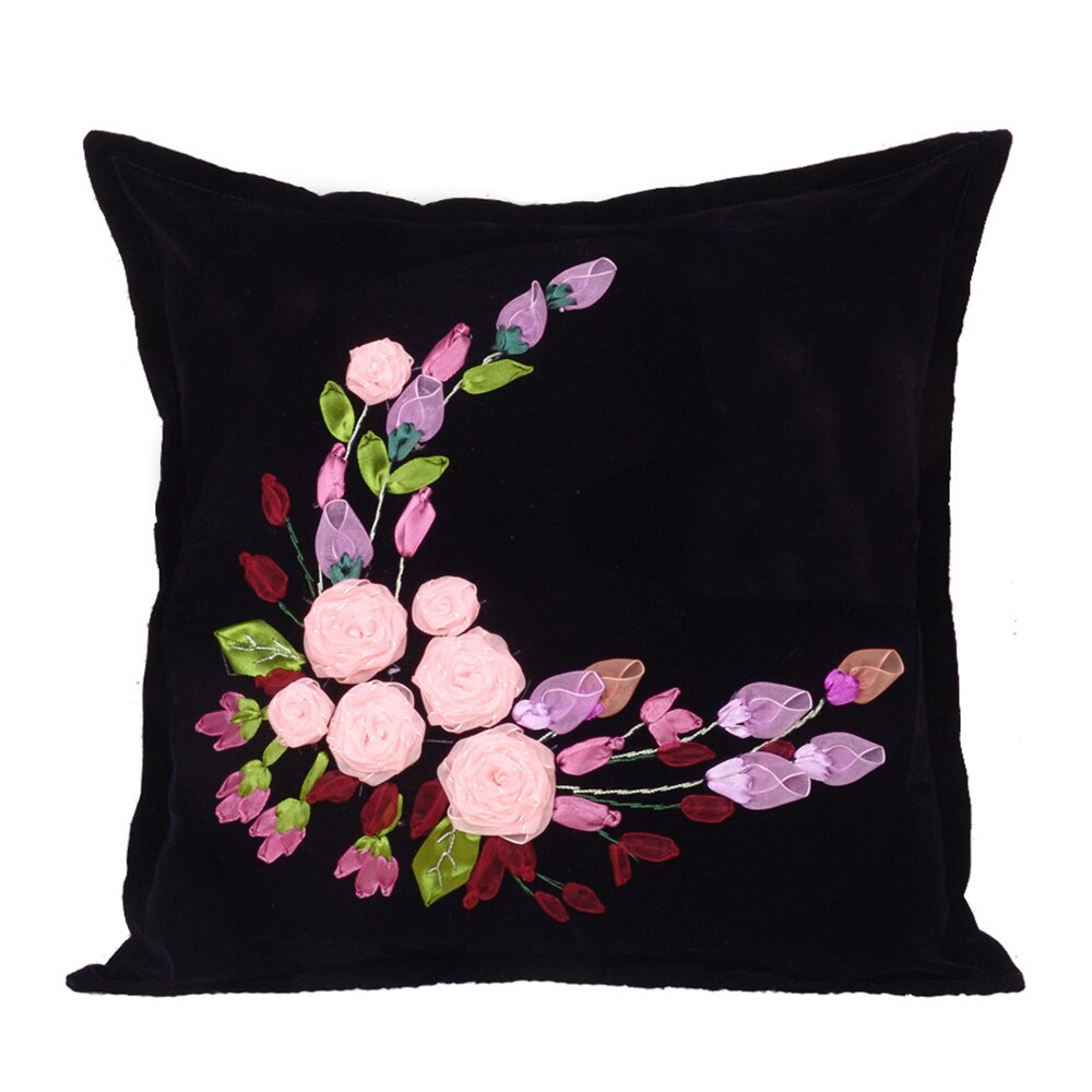 Flower Patterns Hand Embroidery Pillow Case Pillowcase DIY Ribbon Stitch Kit Supplies Decorative Arts Reduced Pressure Pastime: 6022