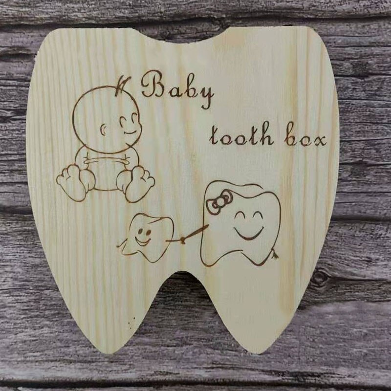 Engelska / spanska träbebis minitandlådor arrangör mjölktänder lagring navelsträng lanugo spara samla baby souvenirer