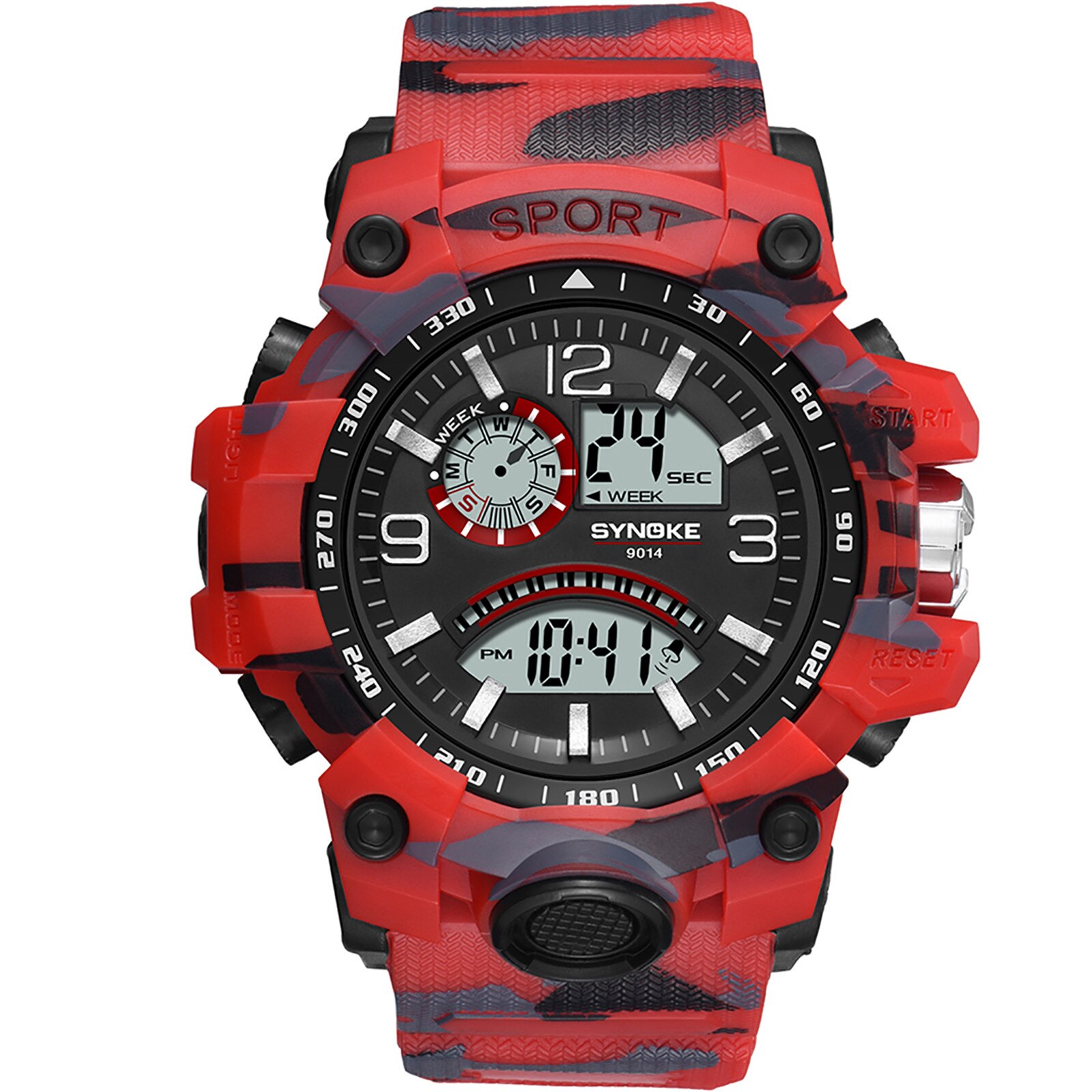 Men's Electronic Sports Watch Multi-function Outdoor Sports Watch With Large Screen Minimalist Ultra Thin Watches: Red