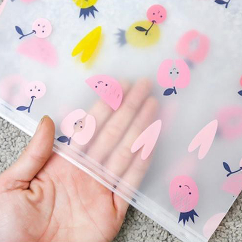 1PC Fruit Pattern Clear Plastic Storage Bag Ziplock Travel Bags Zip Lock Valve Slide Seal Packing Pouch For Cosmetic Clothing