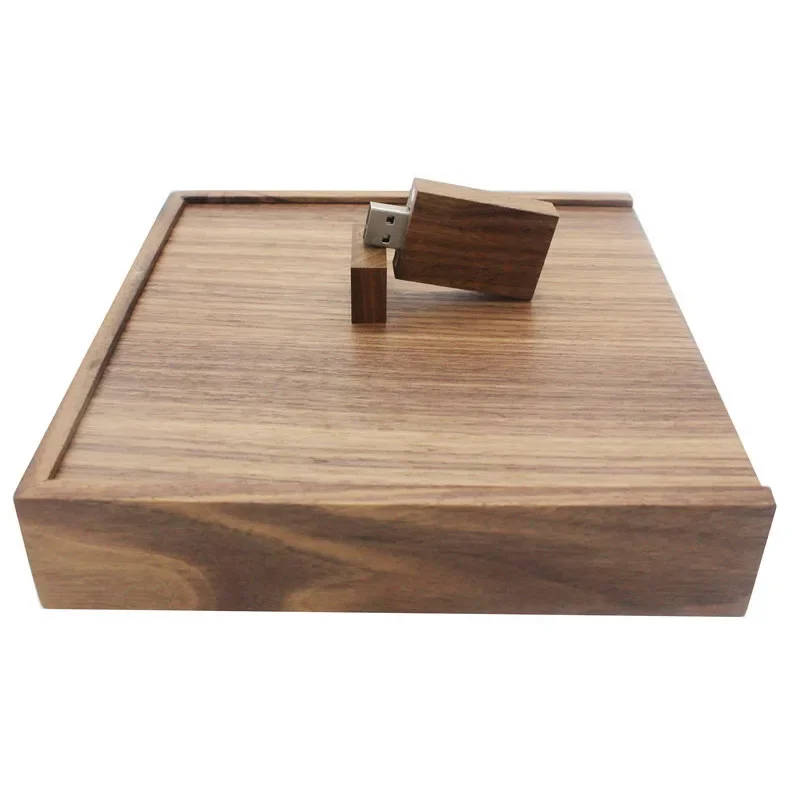 Wood Photo Box USB 2.0 Flash Drives Free Logo Wedding Custom Pen Drive Real Capacity Memory Stick Photography U Disk 64G: black / 200GB