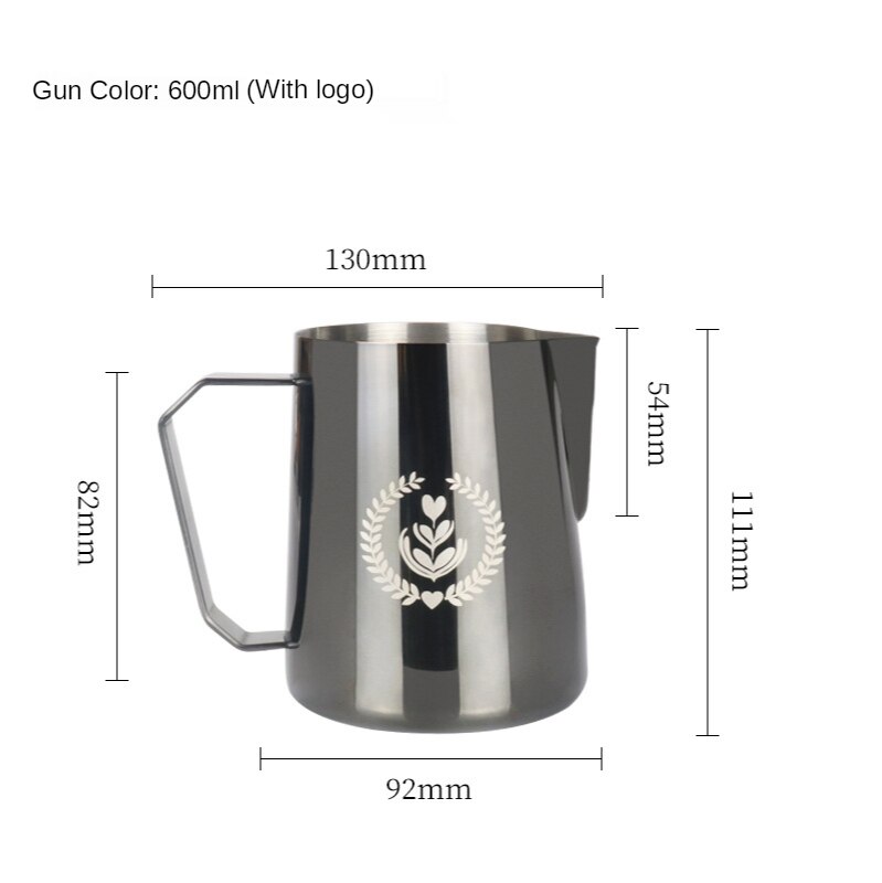 Cappuccino Coffee Garland Cup, Pointed 304 Stainless Steel Milk Foam Cup with Fancy Coffee Garland Cylinder Appliance: A2 600mL