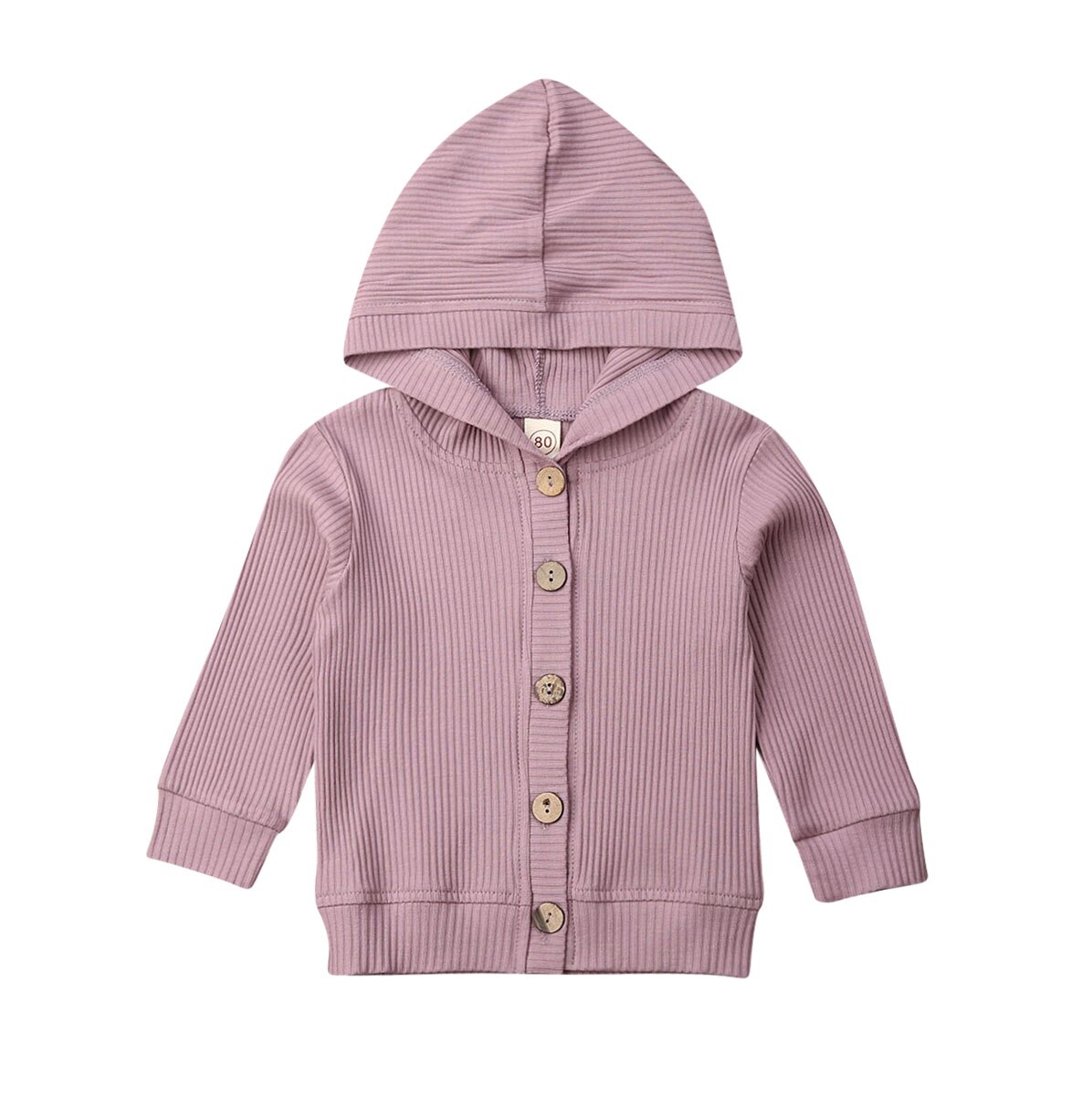 Herfst Baby Baby Girl Solid Gebreide Vest Lange Mouw Capuchon Uitloper Kids Truien Tops: Paars / 12m