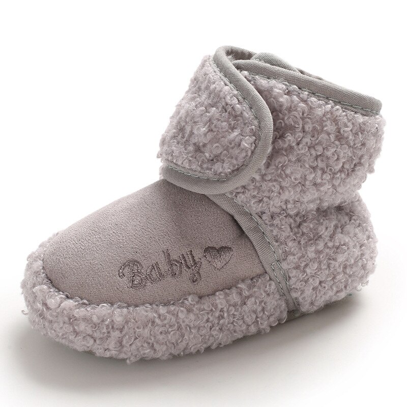 Botines de lana Coral para bebé, invierno, gruesos, cálidos, para recién nacidos, cuna Zapatos Bebé, niñas, niños, botas para primeros pasos: gray / 0-6 meses