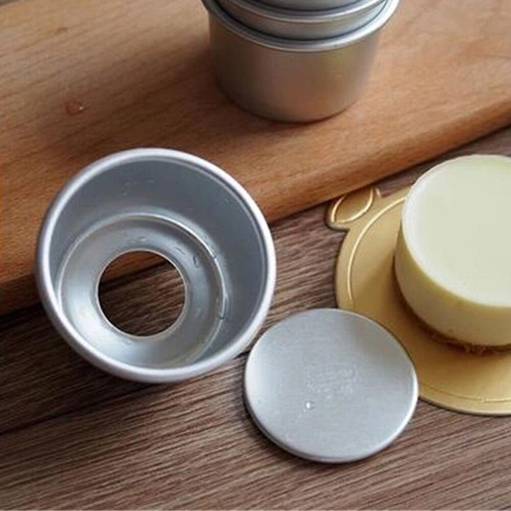 5 pcs 2 inch Mini Cake Pan met Verwijderbare Bodems Aluminium Ronde Bakvorm Cake Pans Mold Lade Taart decoreren Gereedschappen