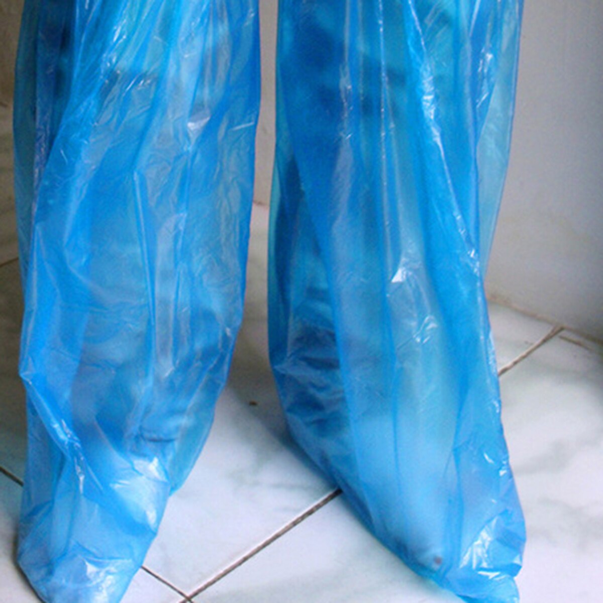 1 Pair Disposable Shoe Covers PE Waterproof Overshoes Rainproof Long Tube Protective Shoe Covers