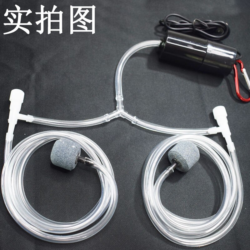 Convenient USB Oxygen Pump Fishkeeping Compressor for Aquarium 12v Water Pump Aquarium Fish Bubbles for Aquarium Accessories: Double tube White / small fish tank