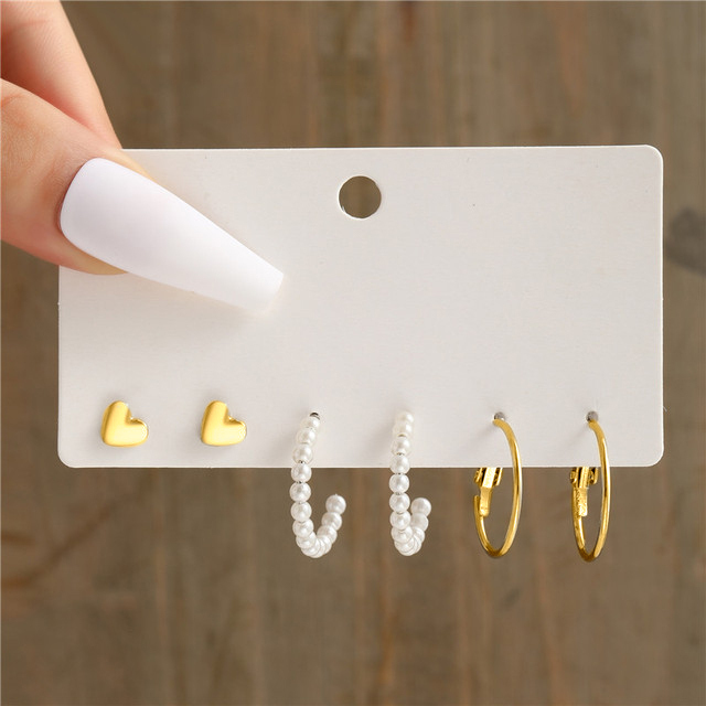 Silver Color Pearl Twist Hoop Earrings Set For Women Jewelry pendientes Vintage Circle Geometric Dangle Earrings Trendy: Pink