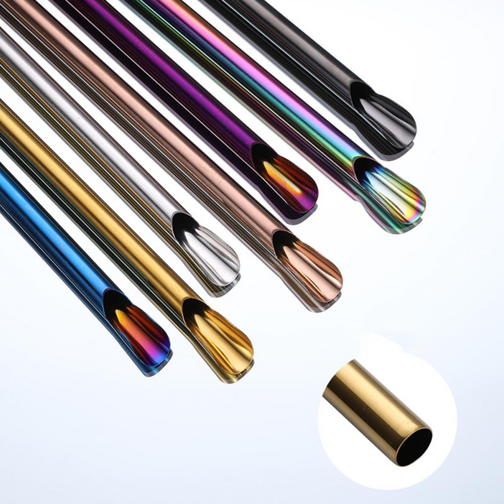 Drinking Straw Eco-friendly 2 in 1 Function Stainless Steel Colorful Drinking Straws for Home Party Supplies Bar Accessories