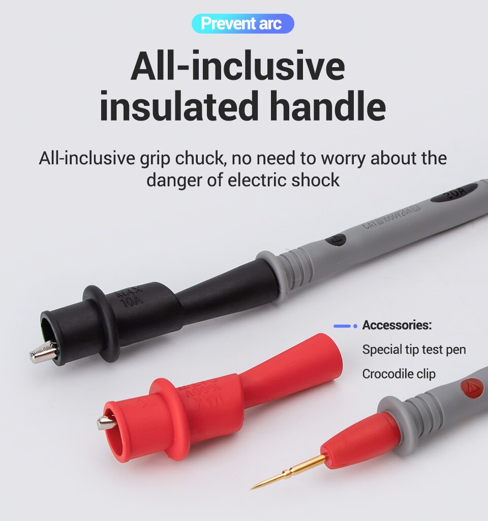 20A 1000V Silicon Rubber Wire Retardant Gilded Sharp Needle Probe Digital Multimeter Test Lead for FLUKE