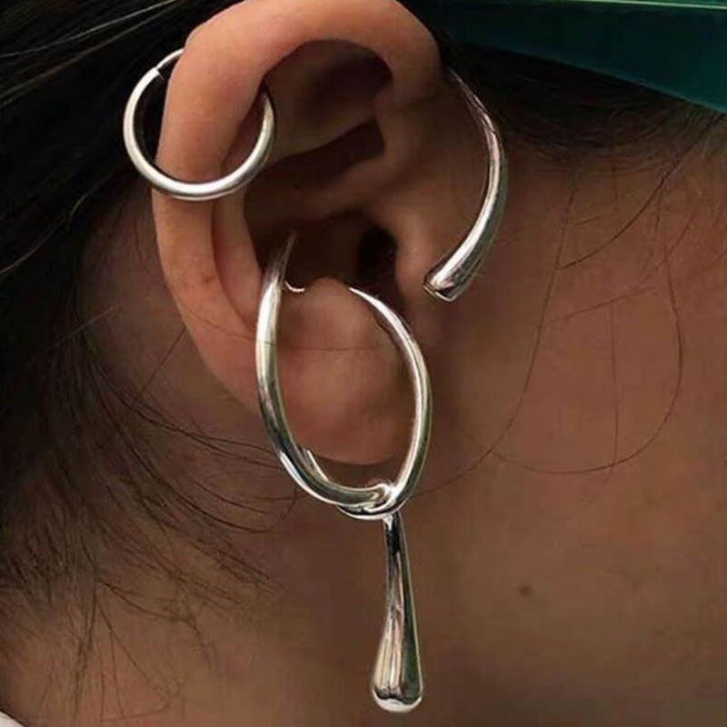 Overdrivelse guld sølv farve uregelmæssig statement clip øreringe til kvinder punk cool linje knude øre manchet smykker