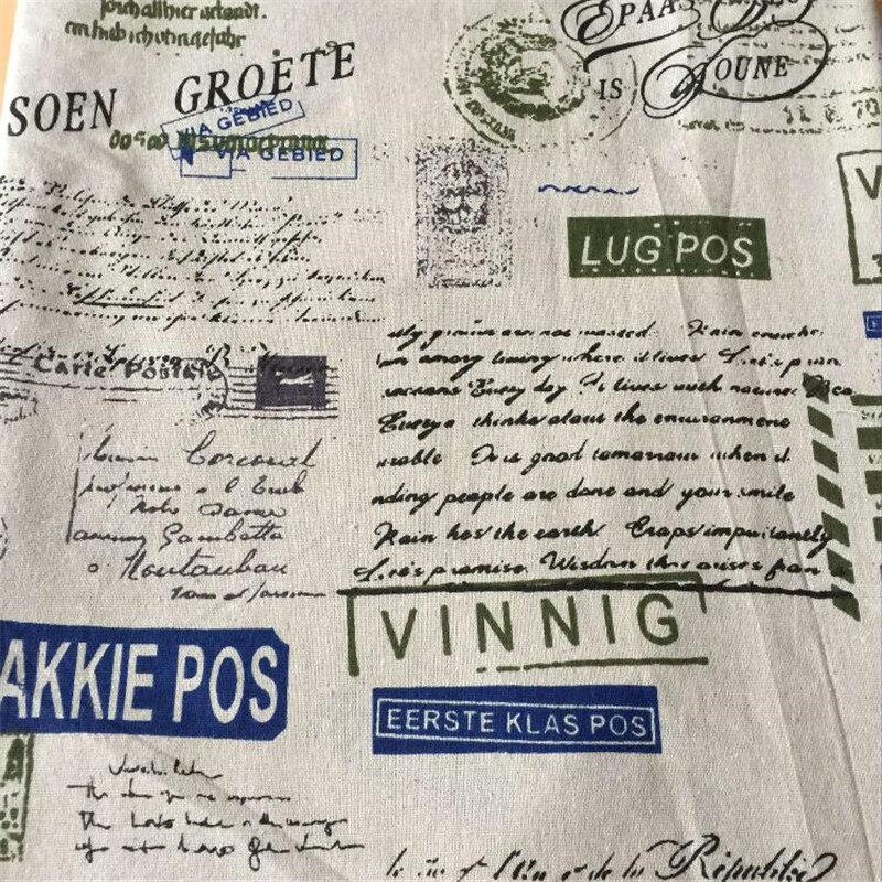 Linen Fabric For Patchwork Cotton Linen Sewing Fabric Newspaper Printed Canvas Cloth For DIY Quilting Home Textile Pillow Cover