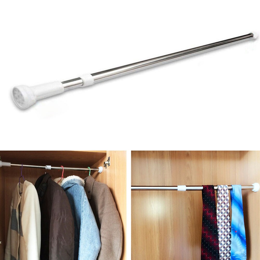 Household Accessories Stainless Steel Spring Loaded Voile Pole Adjustable Rail Curtain Rod Telescopic Extendable Tension Shower