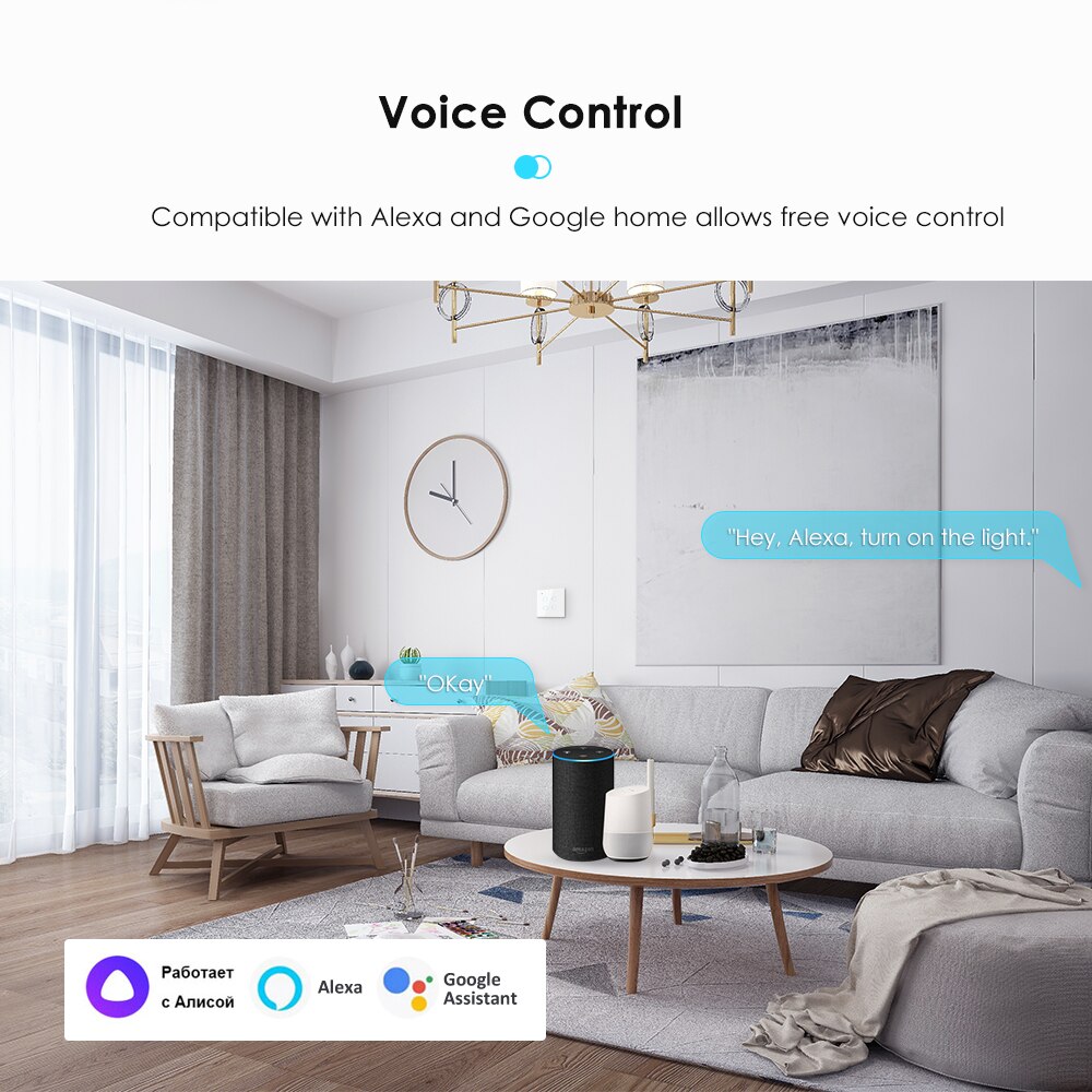 Tuya EU Wifi Smart Wall Light Switch With Luxury Glass Panel Touch Sensor Control Timer Relay Work With Alexa Google Home Alice