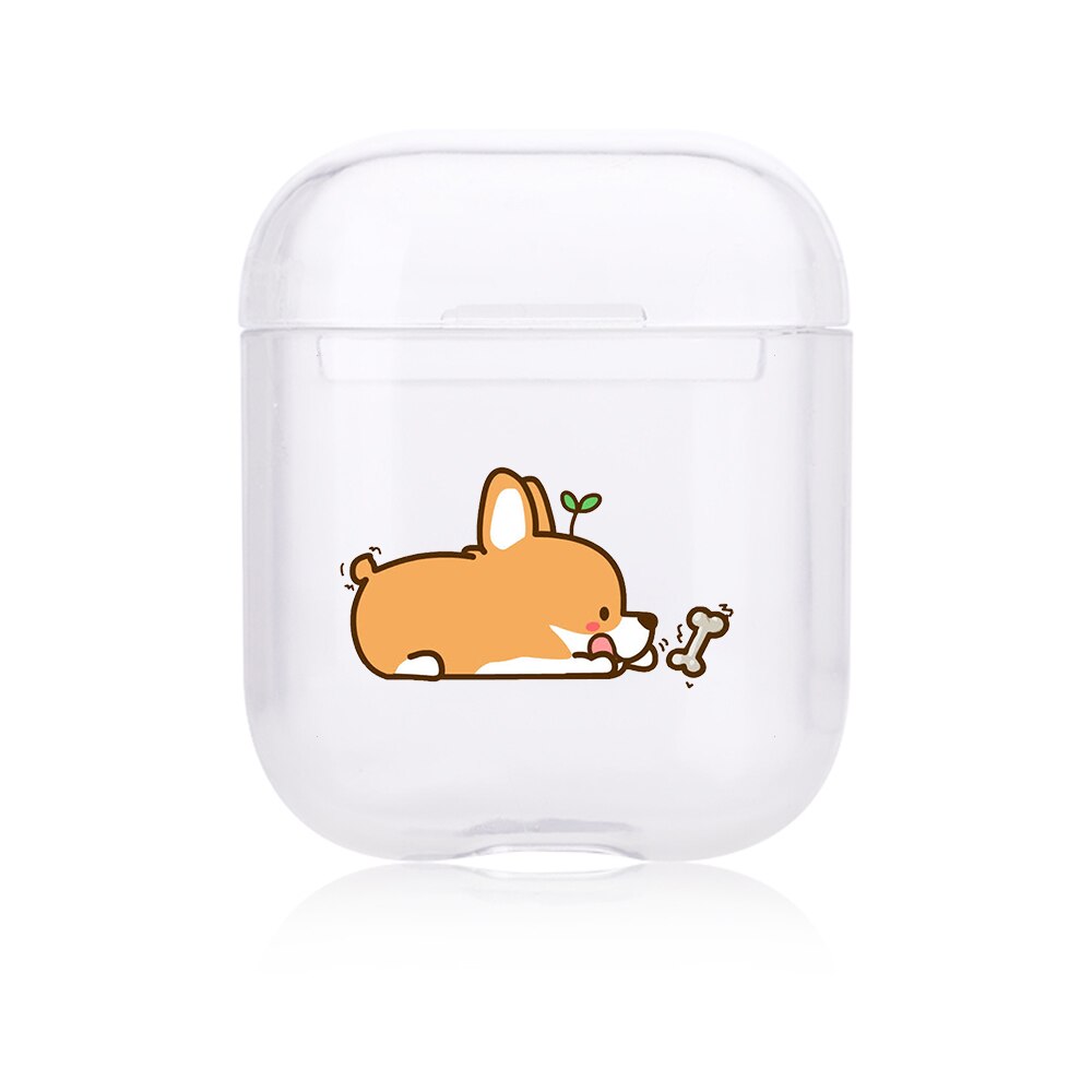 Hard Clear Headphone Case For Apple airpods 1 Case Luxury Pets Corgi Dog Transparent Air Pods Case For Airpods 2 Protective Cove