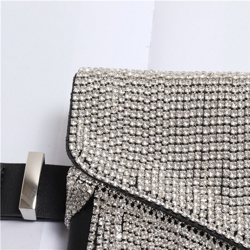 Mododiino Woman Waist Bag Tassel Belt Bags Fanny Pack Brand Belt Packs Handy Bling Rhinestone Phone Envelope Bag DNV0883