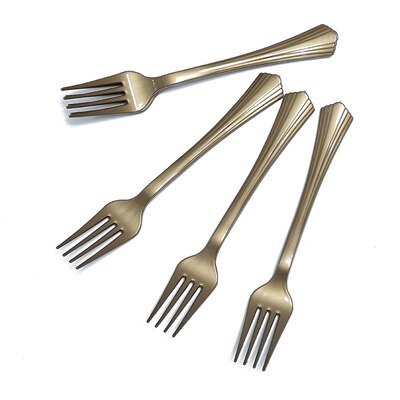 Utensílios de mesa descartáveis para festa de aniversário, decoração de crianças, chá de bebê, bolinhas douradas: fork-10pcs