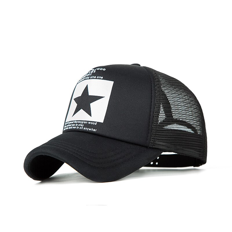 Marken-baseballkappe, damen-baseballmütze, atmungsaktive sommer-mesh-kappe für herren und damen, baseballkappen, gorras: Komplett schwarz und weiß