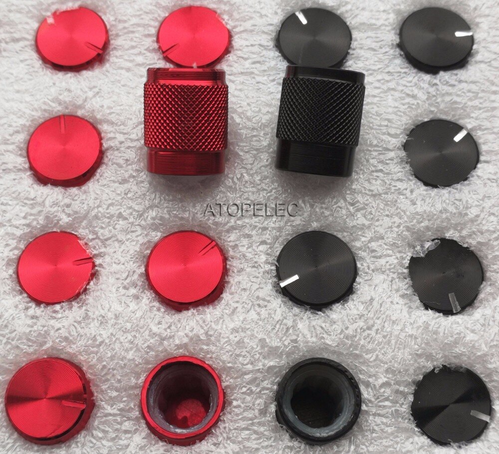 10mm*12mm aluminium dac cd forsterker potensiometer volumknapp 6mm riflet svart / rød / sølvfarge