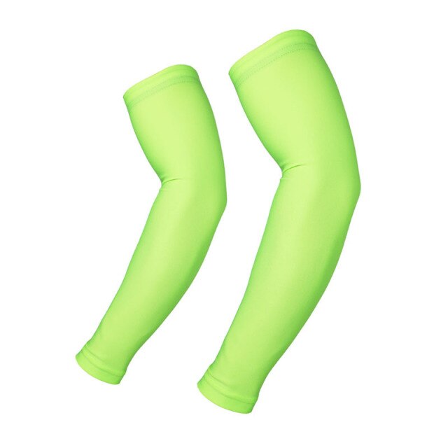 Cycling Compression Arms Sleeves Warmer Quick Dry UV Protection Running Cover: Green / L