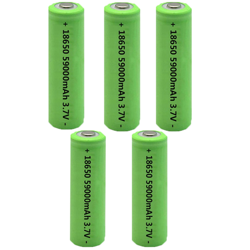1-10PCS 59000mAh 18650 Factory Directly 3.7V High-capacity Lithium Ion Rechargeable Battery for Headlight Flashlight Charge: 5PCS Battery