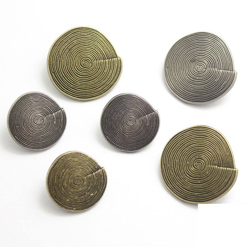 10 stk 18/23/25mm spiral retro metal knapper håndsyet afslappet vindjakke knap antik bronze gammel sølv formede knapper