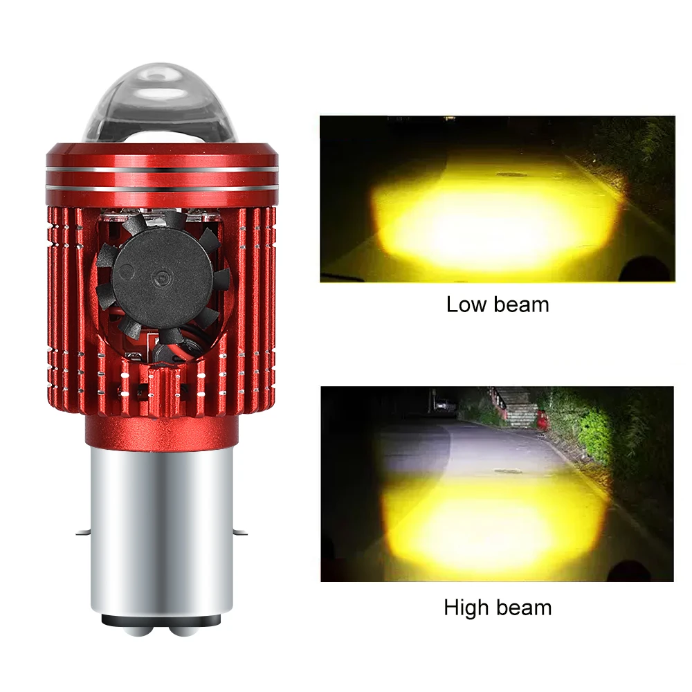 Bombilla para faro de motocicleta, 10000LM, H4/H6, 12V, focos LED para Moto, lente CSP, lámpara Hi Lo blanca y amarilla, accesorios para patinete, luces antiniebla: Lavanda