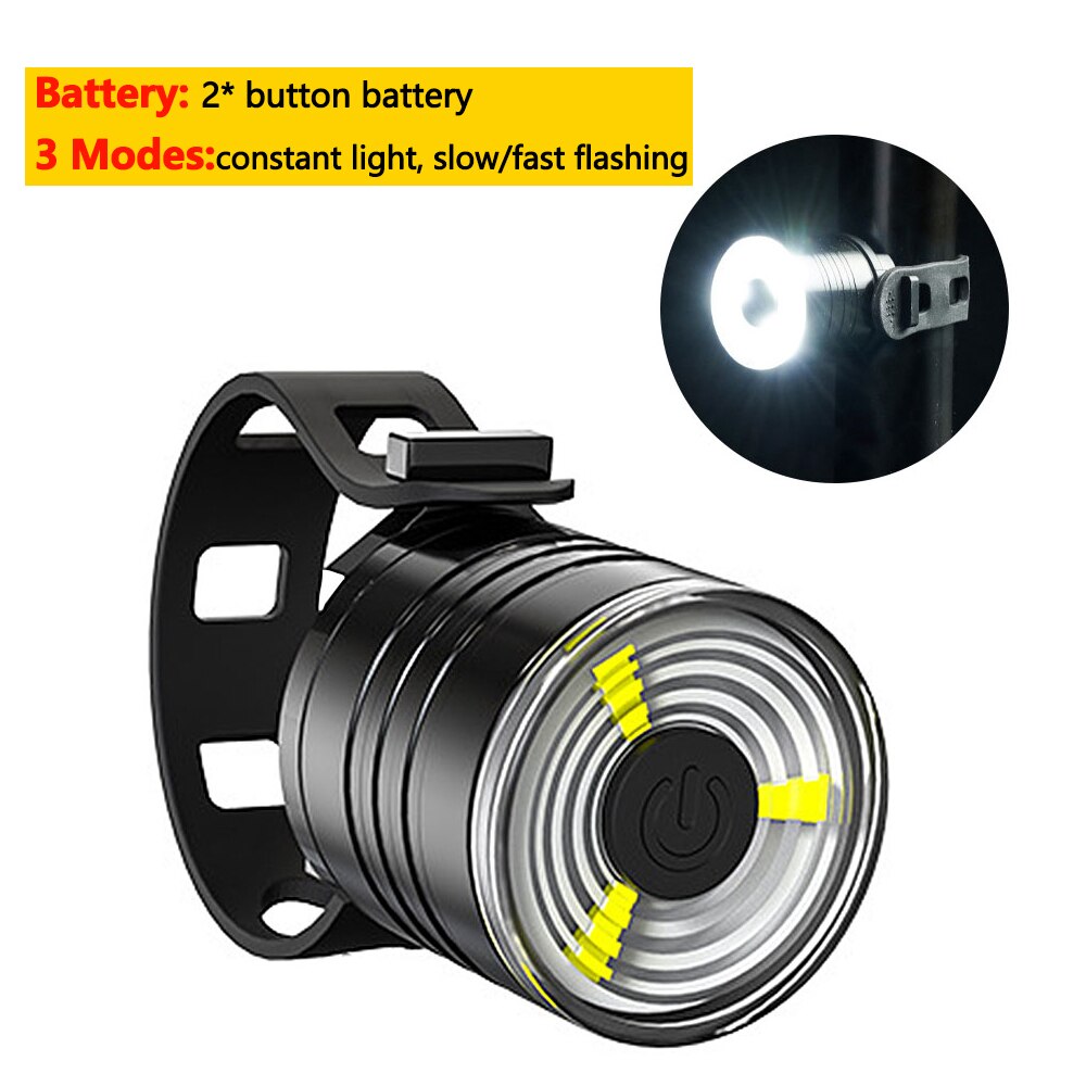 Waterproof Portable Mini Bike Lamp White Front Bicycle Light Red Warning Cycling Taillight MTB Rear Light Safety Night Riding: A White