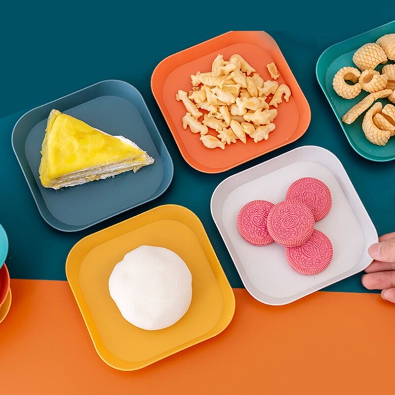 5 inch PP Square Dinner Dish Vegetable Fruit Cake Dessert Snacks Serving Plate Dining Table Garbage Tray Container