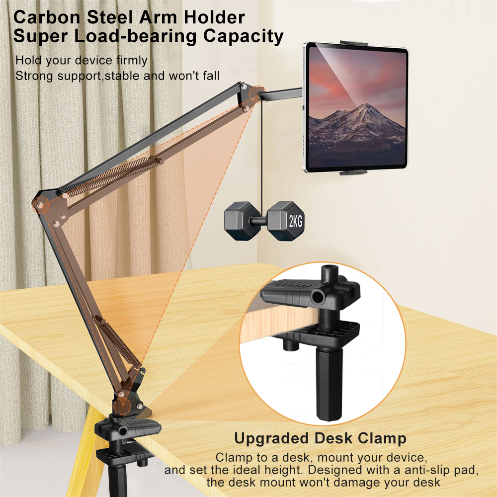 Tablet Bracket For iPad Stand 360° Rotating Adjustable Bed Tablet Mount Stand For 4-12.9 inch Tablet Holder Stand
