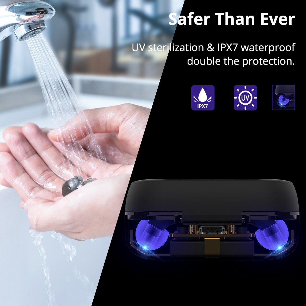 Tronsmart-Auriculares inalámbricos Onyx UV impermeables, cascos Bluetooth libre, TWS, aptX con chip Qualcomm, asistencia de voz, IPX7