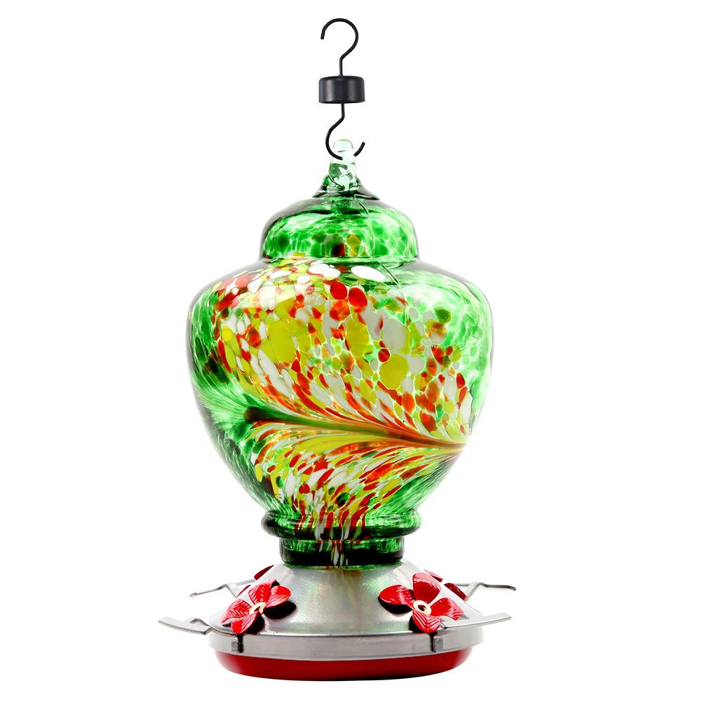 Pet Bird Feeder Hummingbird Feeder Courtyard Outdoor Drinking Fountain Hand-blown Glass Hanging Feeding Station Food Container: D