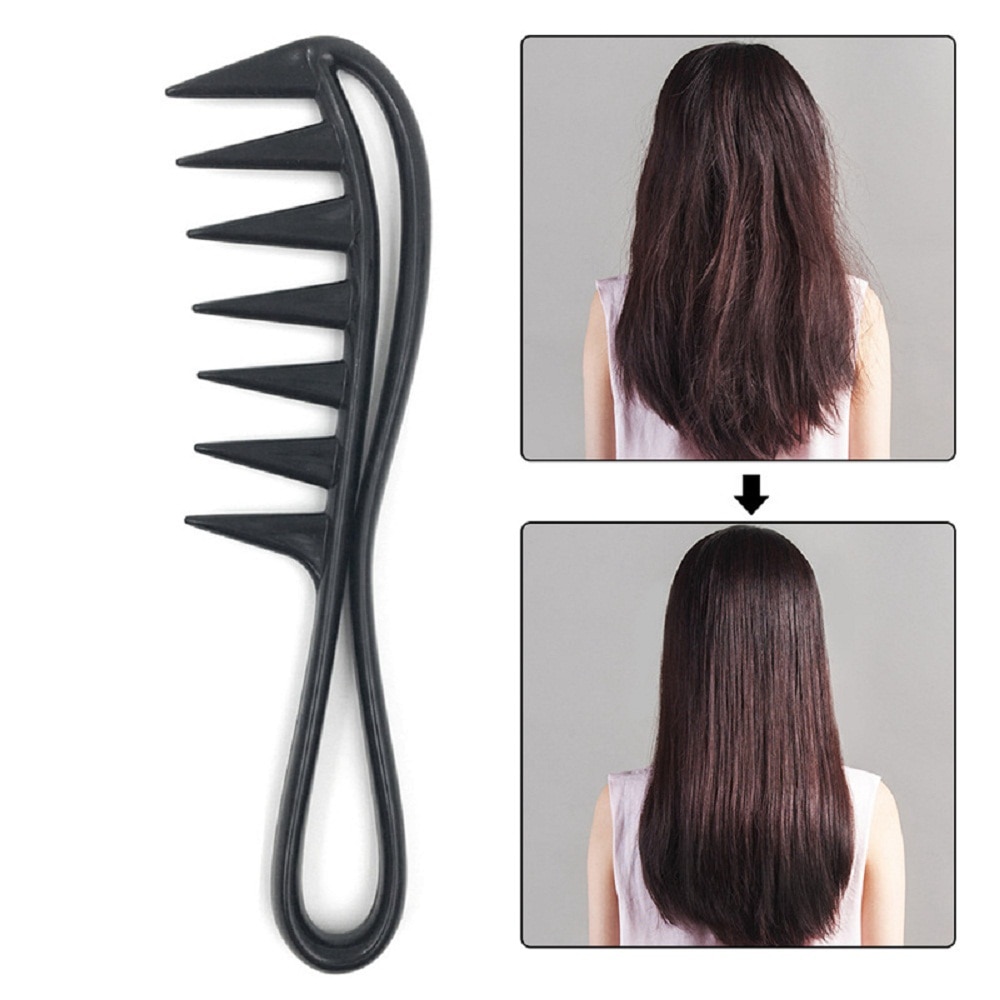 Peine de diente ancho de tiburón para cabello rizado, peine de masaje para Herramienta de Peinado, salón de peluquería, , Q9635