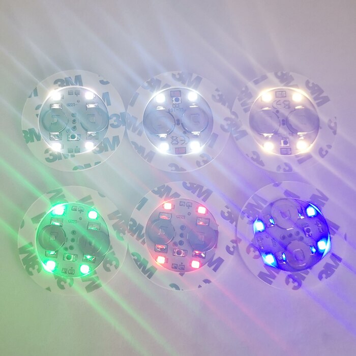 24pcs/lot 5CM led sticker bottle Flash Drinking Items Cocktail Bar Used LED Cup Coaster mini LED Cup Mat: 60MM mixed color