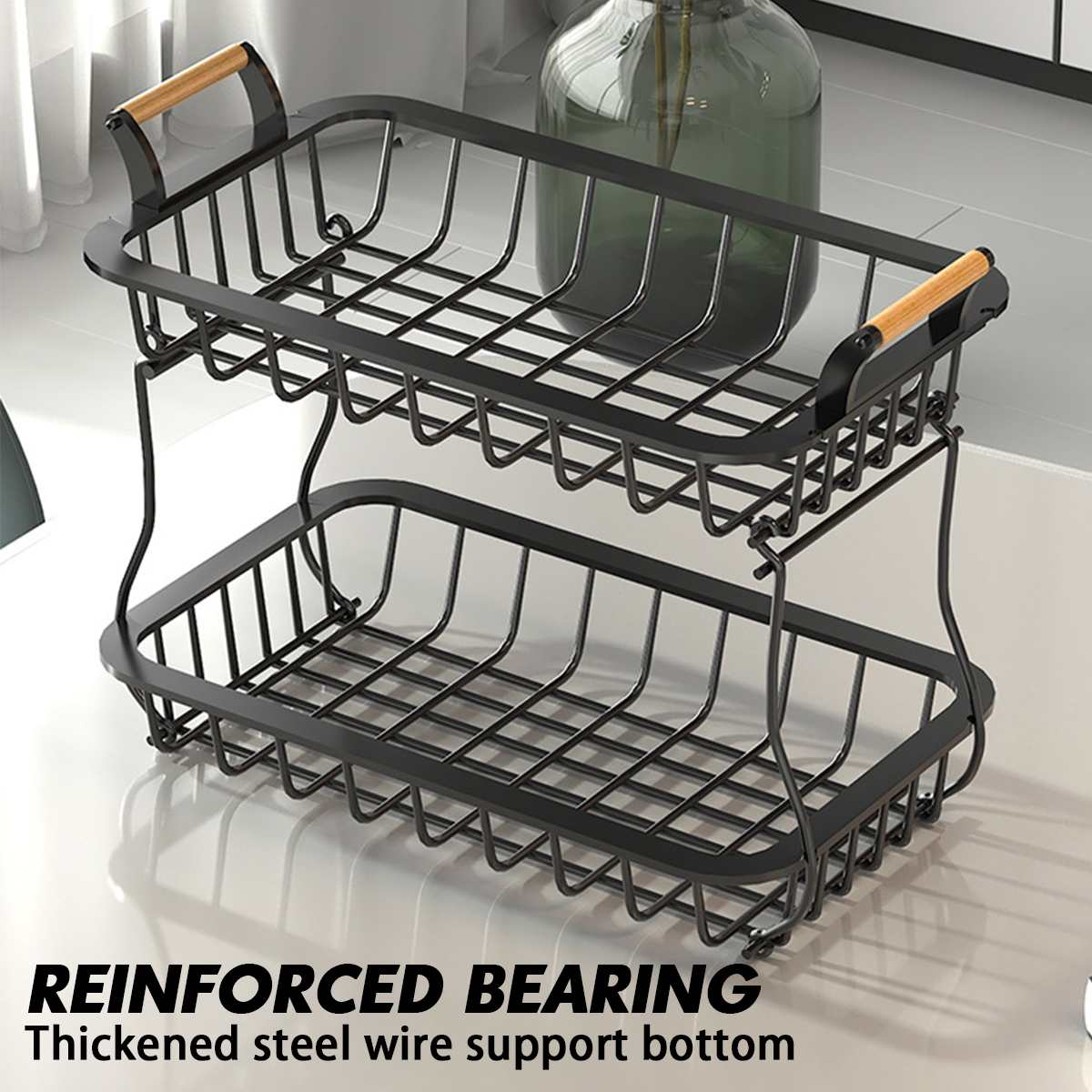 2 Tiers Metalen Fruitmand Afneembare Keuken Opbergdoos Aanrecht Plank Rack Voor Fruit Groenten Snack Storage Rack Holder