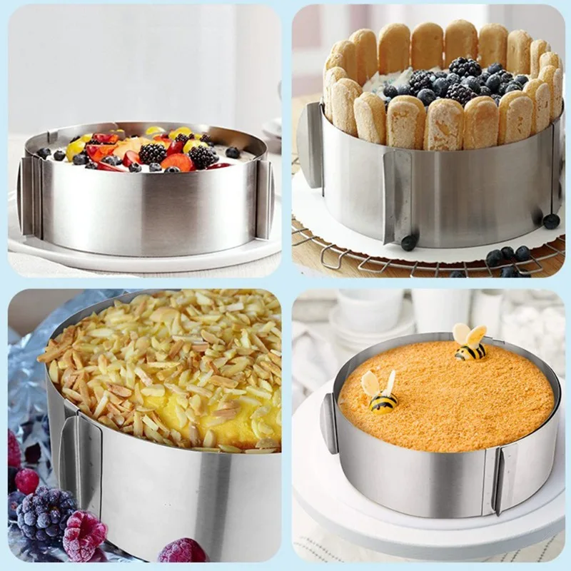 430 Stainless Steel 6-30cm Telescopic Mousse Ring Rustproof With Scale 6-15cm Heightened Baking Cake Ring For Families Baking