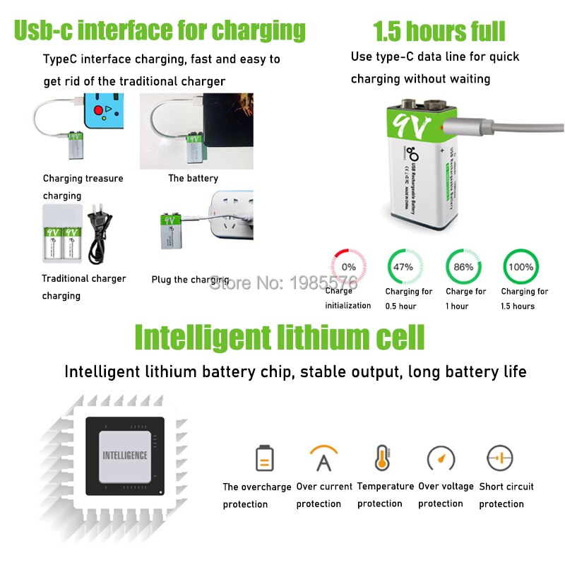 2-10PCS 9V 6F22 650mAh USB lithium Rechargeable battery 9 V li-ion batteries for Multimeter Microphone Toys Remote Control