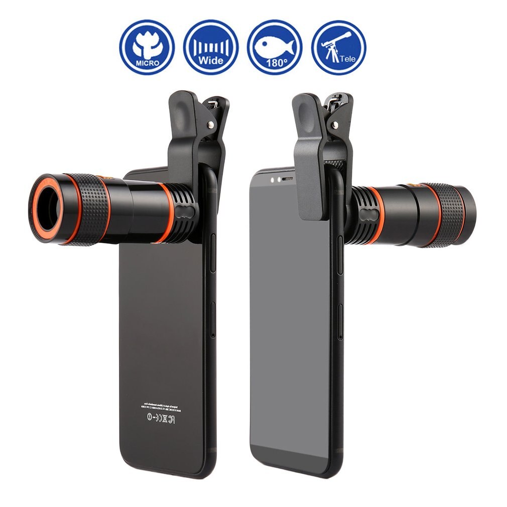 8X 12X Universal Zoom Lens Telephoto Lens Zoom Effect High-definition Lens Long Focus Monocular Phone Telescope for Mobile Phone