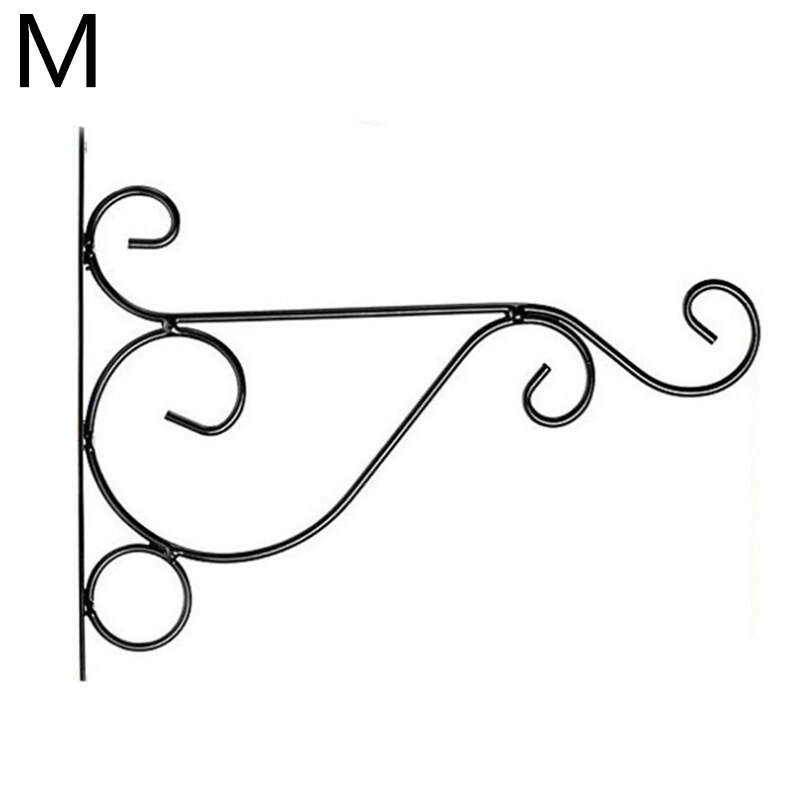 Hængende planter bracketwall planter kroge blomsterpotte jern lanterner bøjle til have udendørs indendørs gårdhave europæisk stil: Sort -m 21 x 31cm